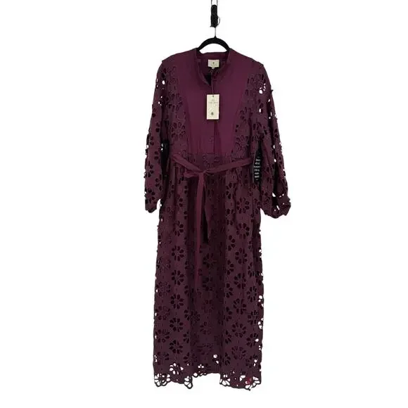 TUCKERNUCK Women’s Merlot Lace Calliope Dress Size L Long Balloon Sleeve Boho - Picture 4 of 16